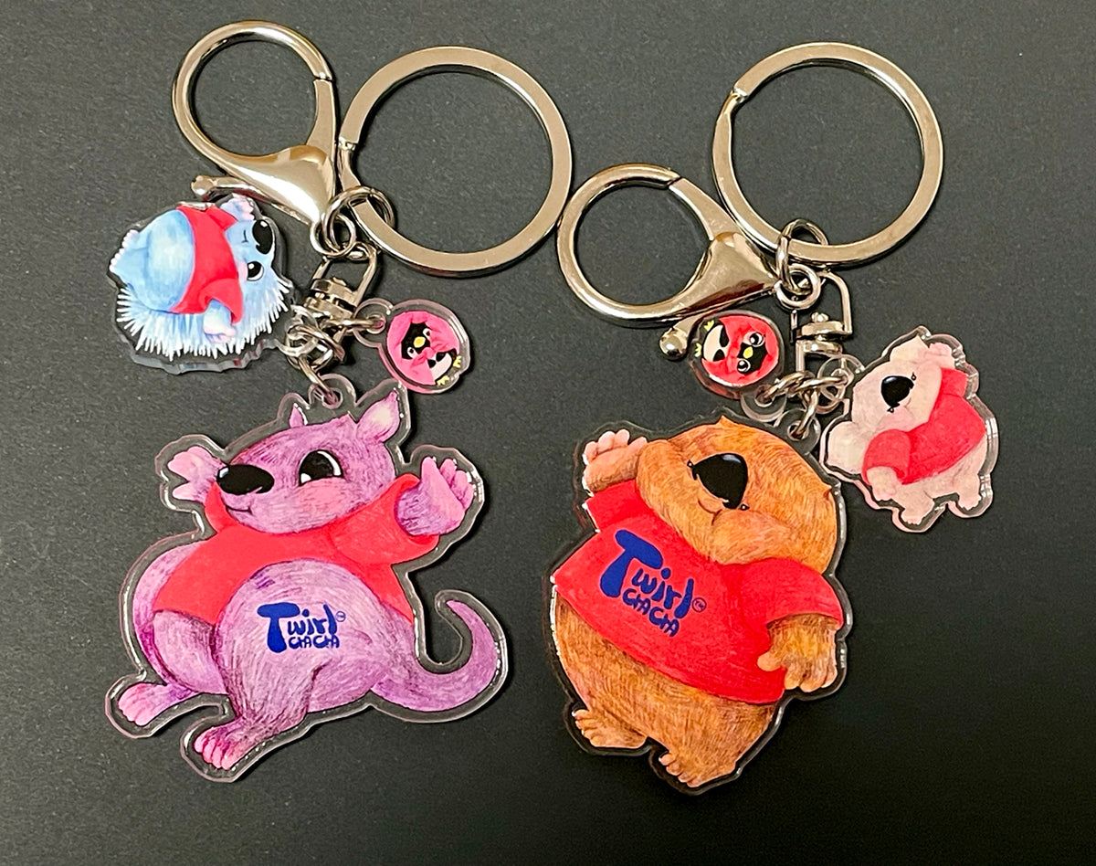 "Kayla, Spikes & Phoebe" Keychains